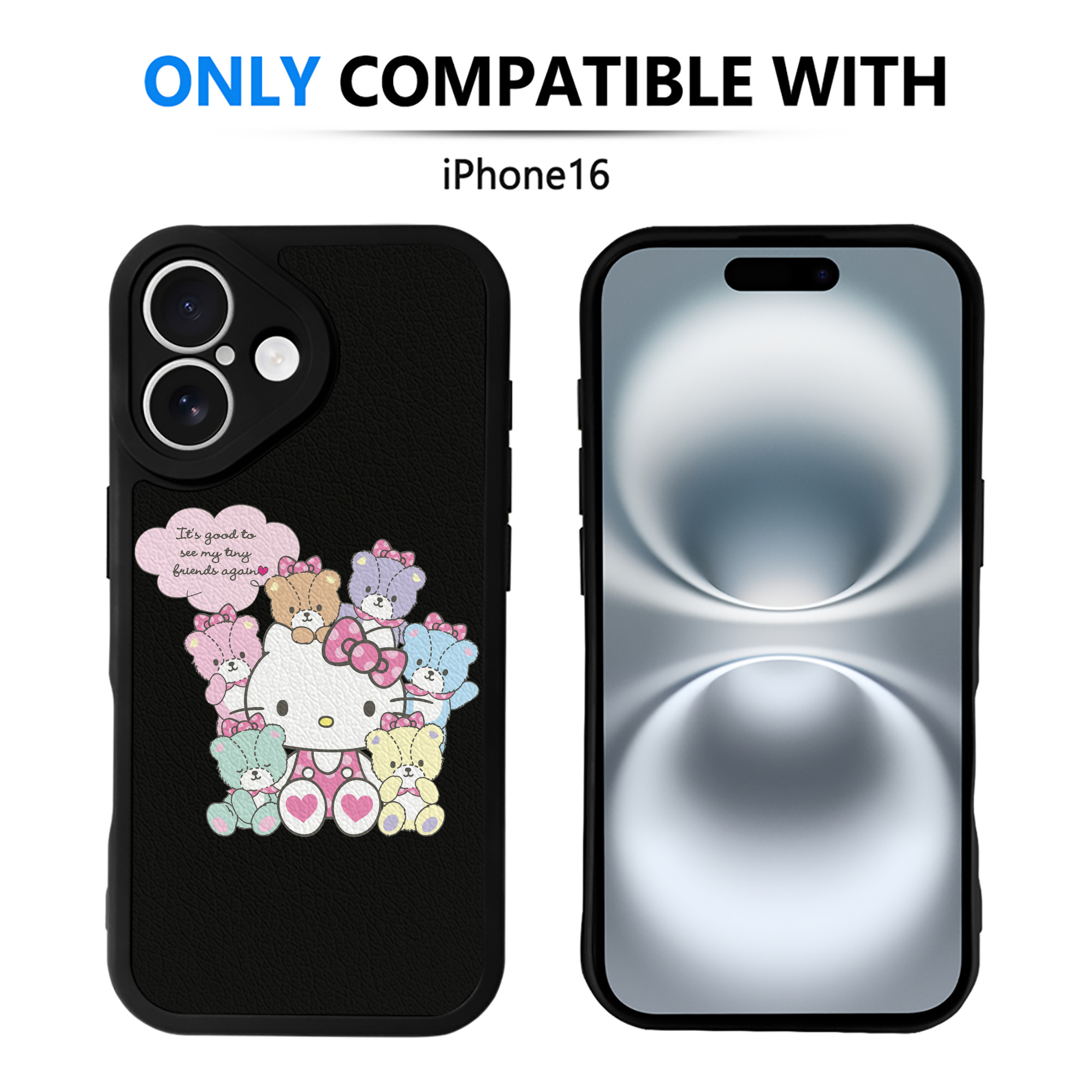 （画像用） Hello Kitty ハローキティ 【iPhone 16シリーズ対応】シリコンスマホケース（レザー調） 材質：シリコン